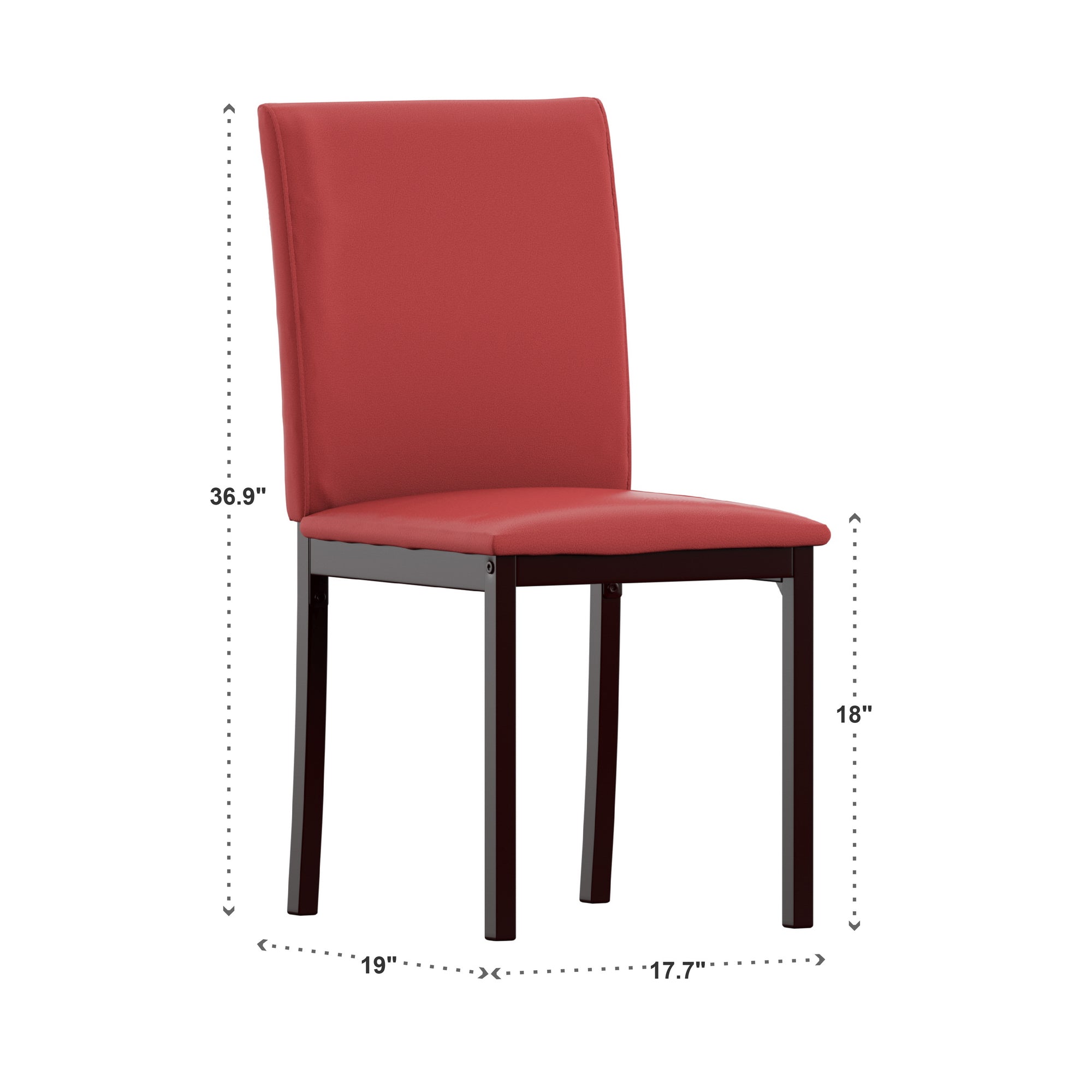 Metal Upholstered Dining Chairs Red Faux Leather Set of 4 by