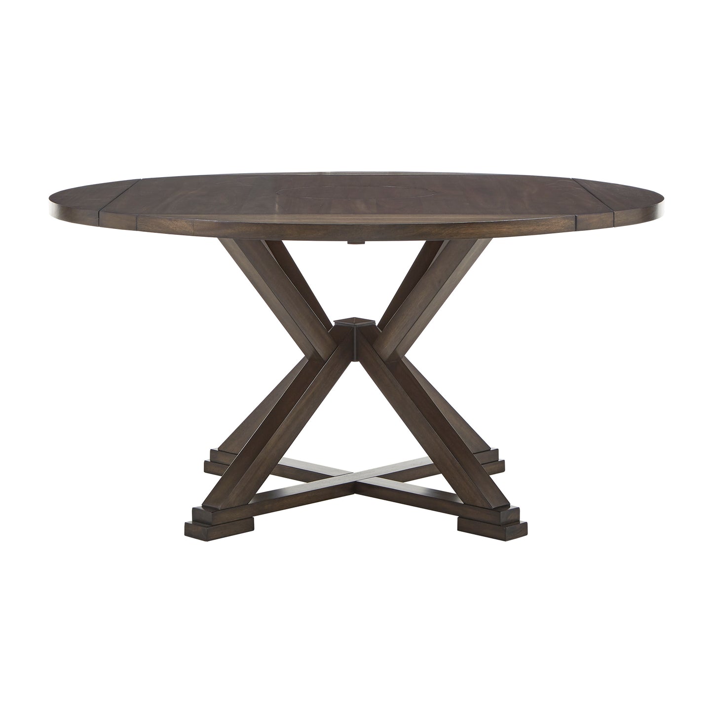 Espresso Convertible Dining Table with Lazy Susan