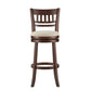 Lattice Back 29"H Swivel Bar Stool - Dark Cherry Finish, Beige Linen