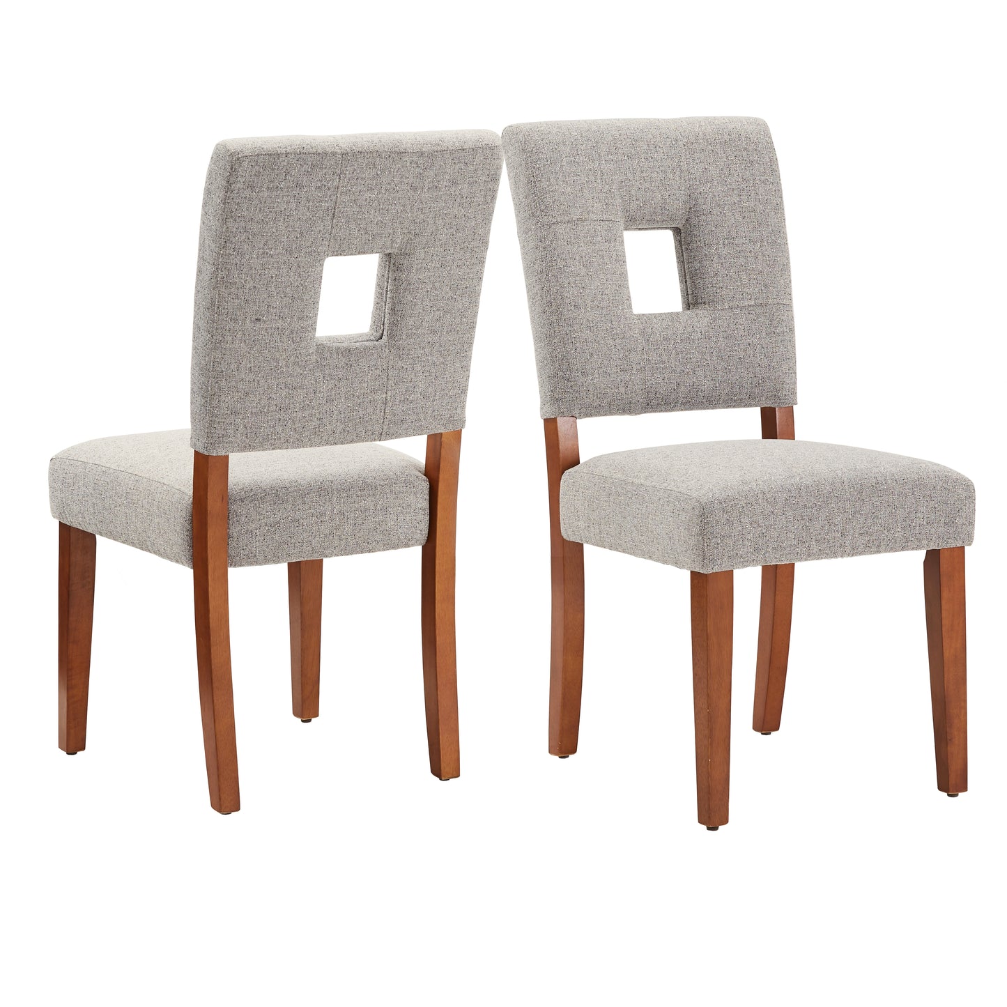 Upholstered Fabric Keyhole Dining Chairs (Set of 2) - Light Gray