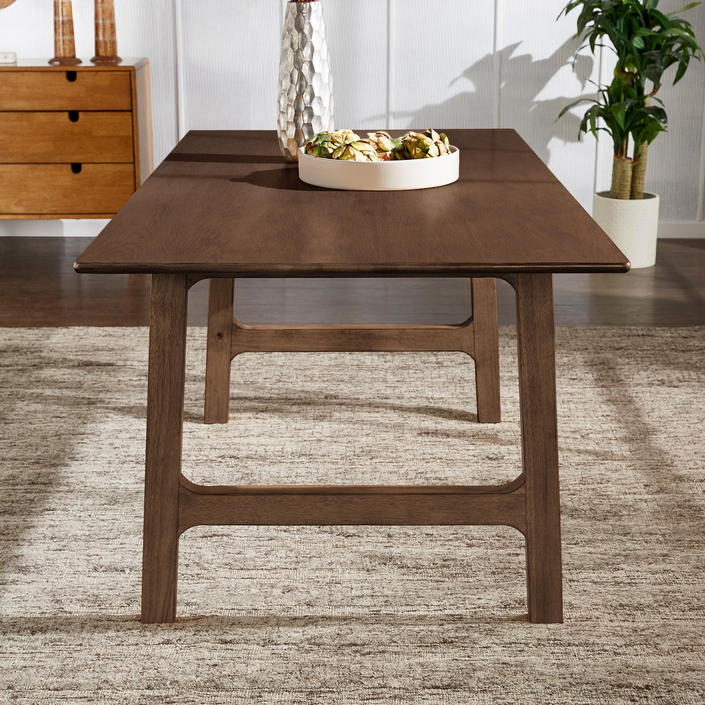 Modern Scandinavian Wood Finish 71" Dining Table - Walnut Veneer