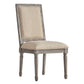 Rectangular Linen and Wood Dining Chairs (Set of 2) - Beige Linen, Antique Grey Oak Finish