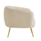 Brass Finish Velvet Upholstered Accent Chair - Beige