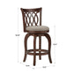 Scroll Back Swivel Stool - 24" Counter Height, Cherry Finish, Gray Linen