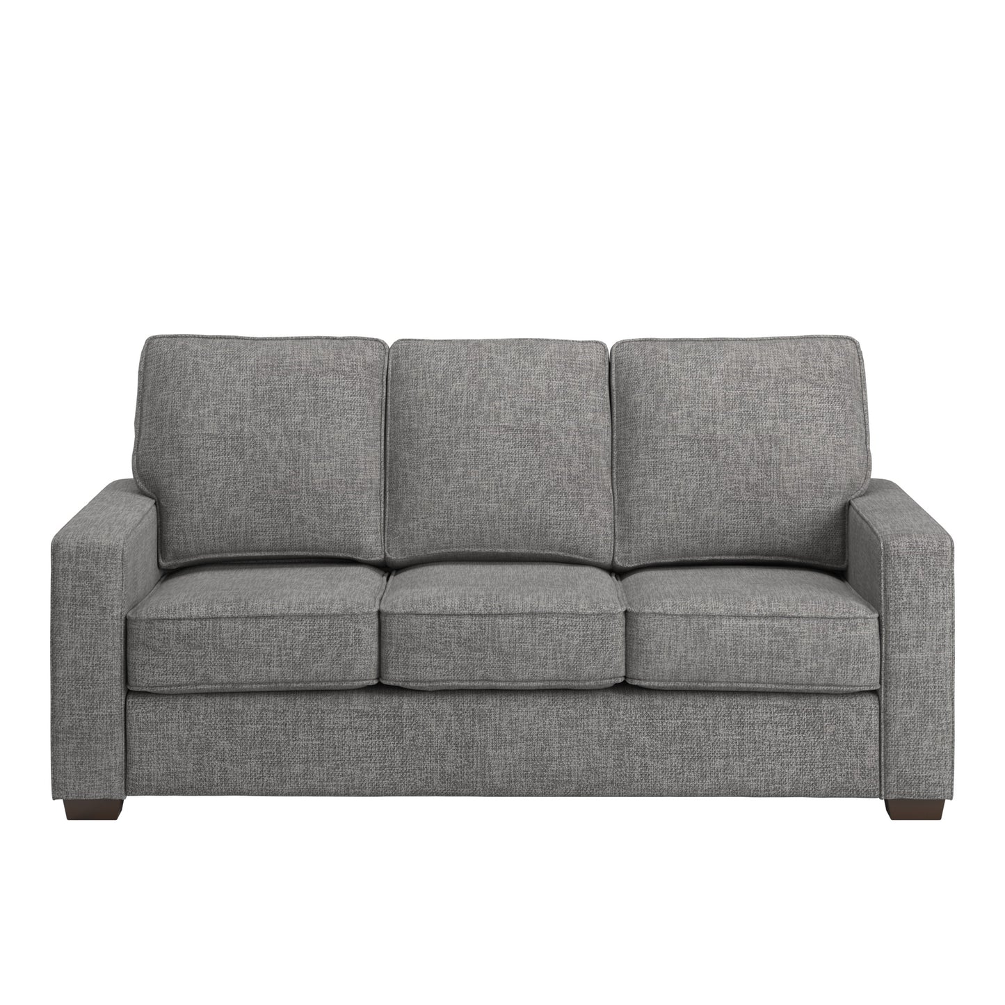 Modern Fabric Upholstered Square Arm Sofa - Sofa, Gray Woven Fabric