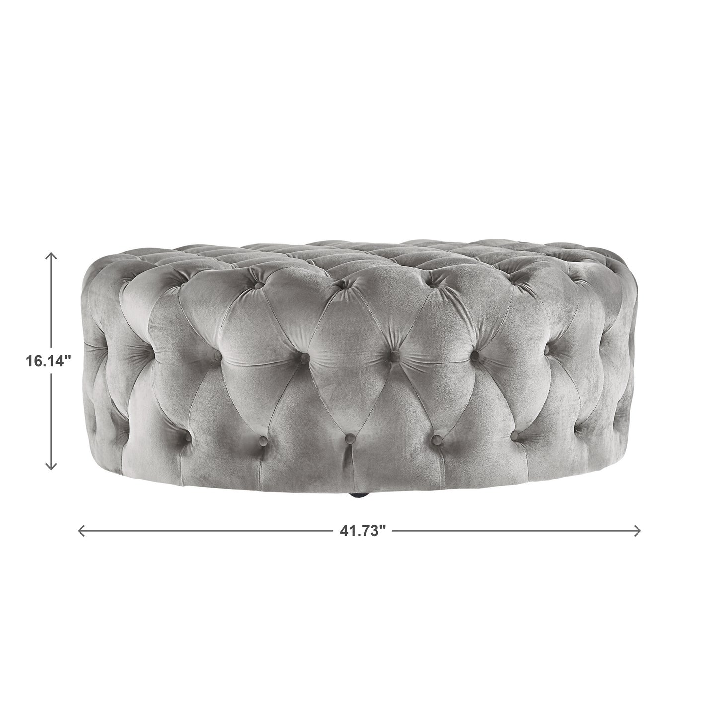 Round Tufted Ottoman with Casters - Gray Velvet