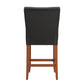 Tufted High Back Counter Height Stools (Set of 2) - Cherry Finish, Dark Brown Faux Leather