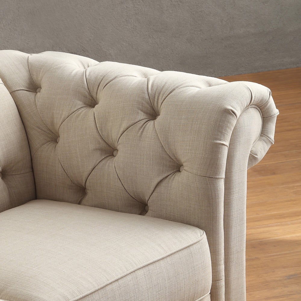 Chesterfield Loveseat - Beige Linen