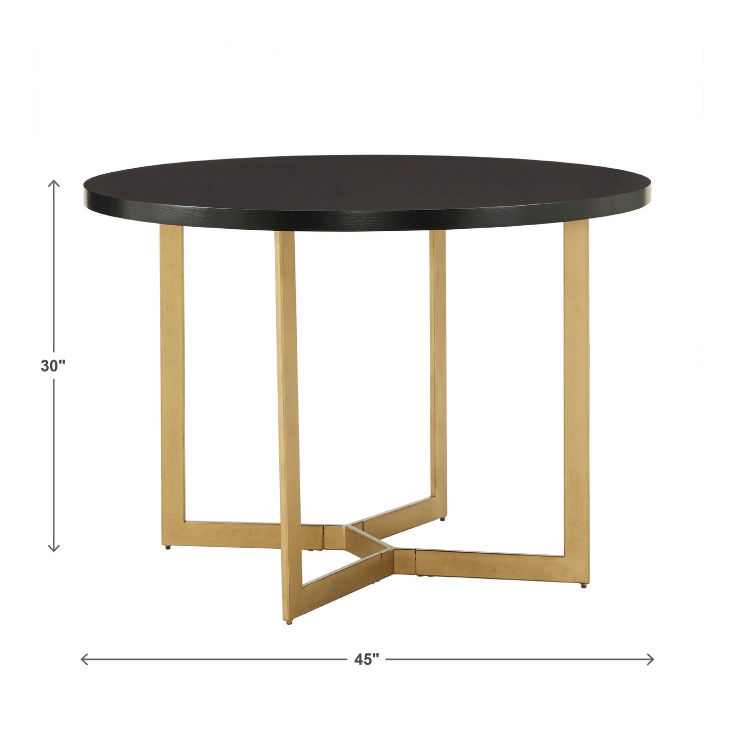 Black Finish 45" Round Table with Gold Metal Base