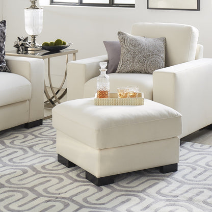 White Fabric Down-Feather Filled Ottoman