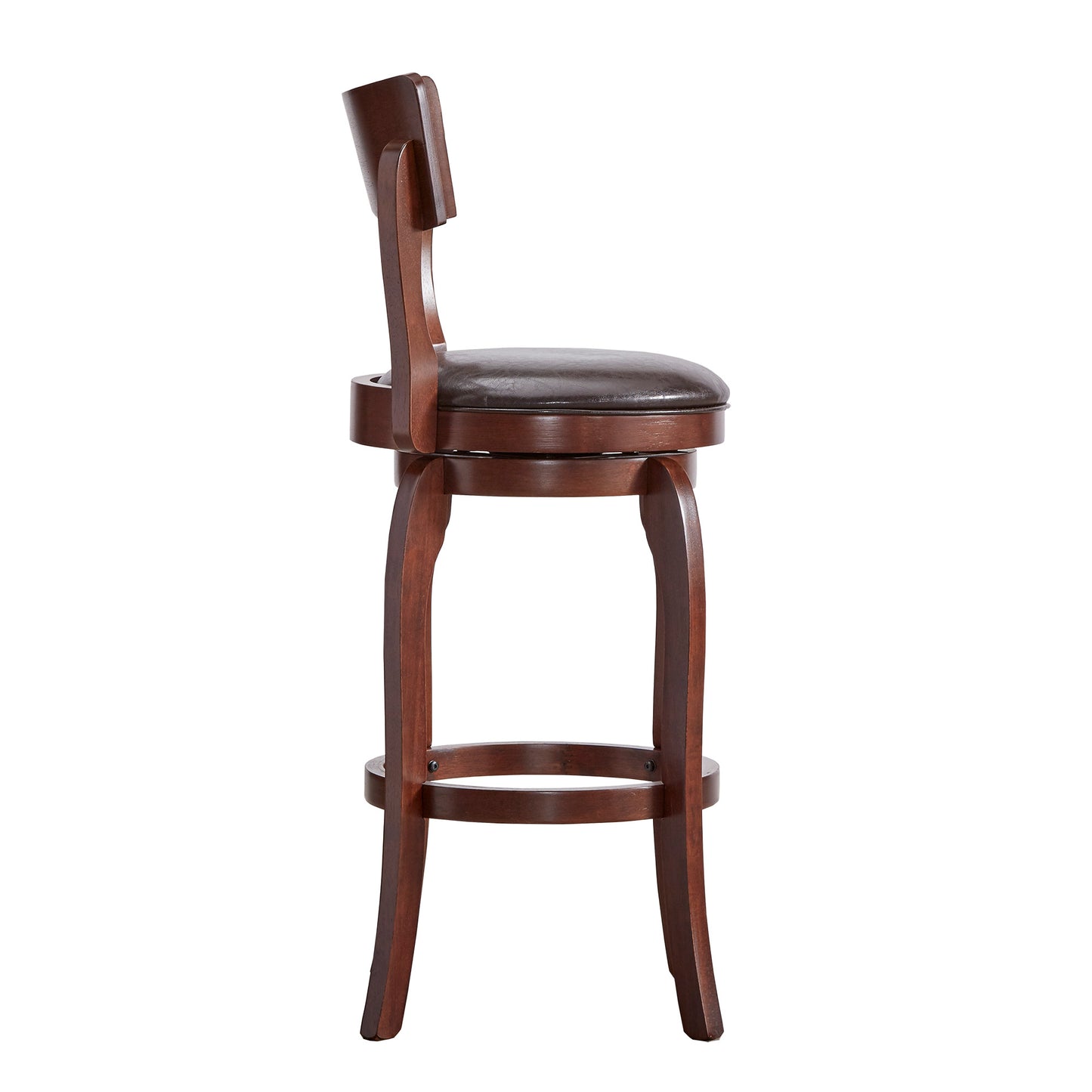 29-Inch High Back Swivel Bar Stool - Brown Faux Leather