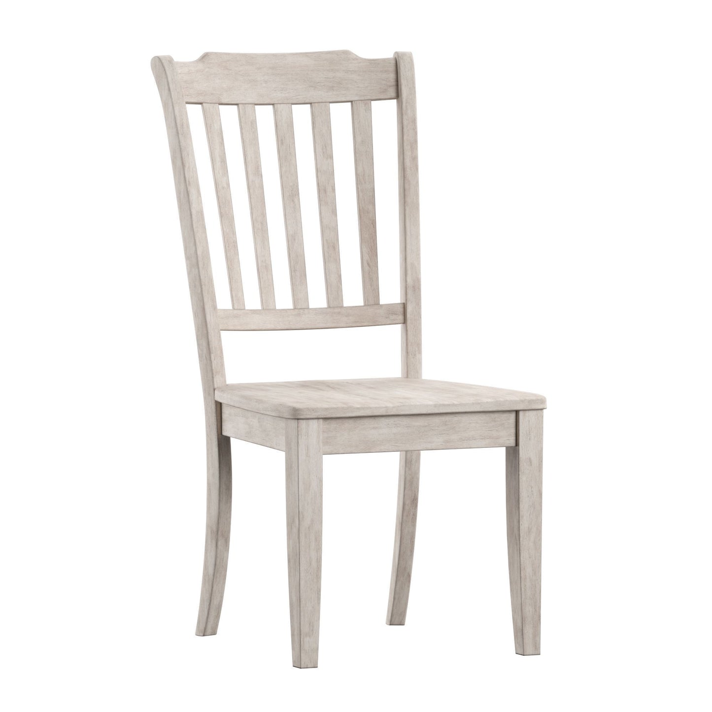 Slat Back Wood Dining Chairs (Set of 2) - Antique White Finish