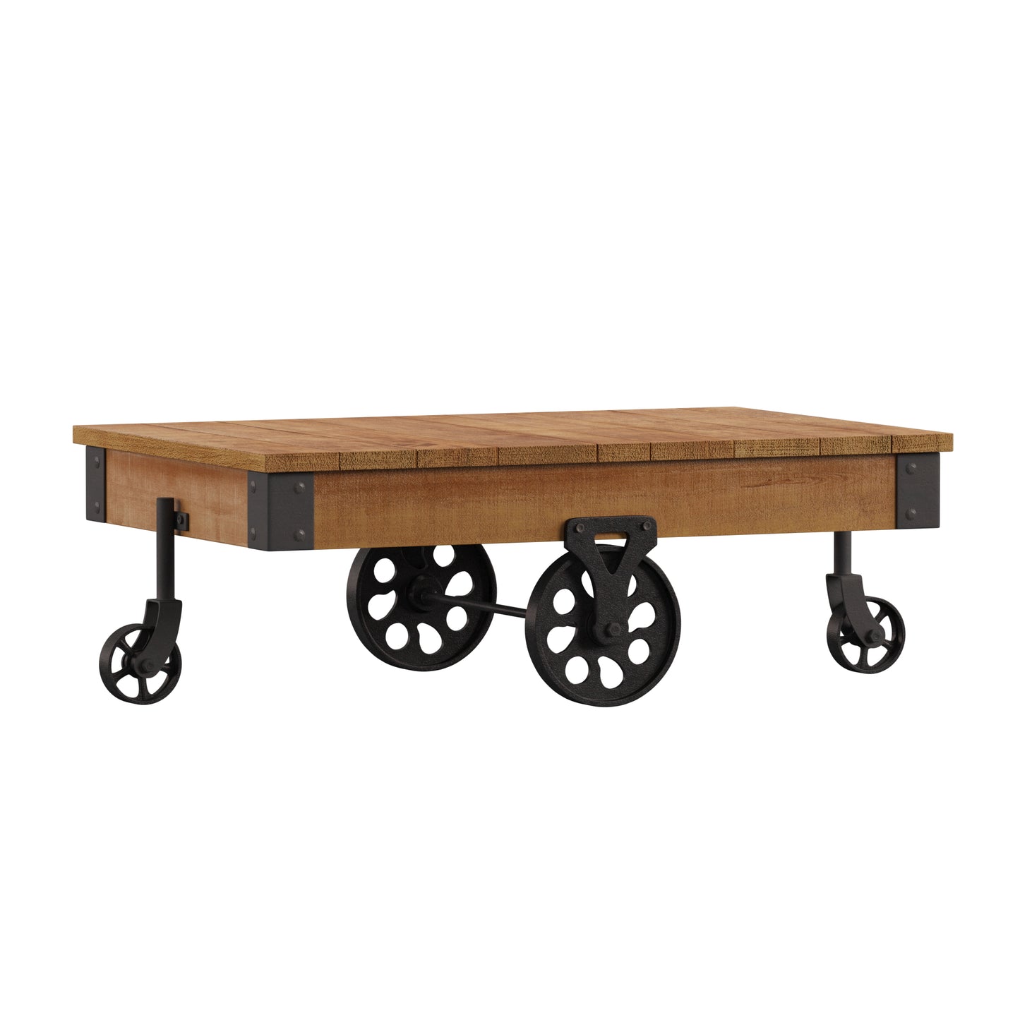 Vintage Industrial Rustic Coffee Table - Oak Finish