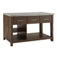 Reclaimed Look Extendable Kitchen Island - Brown Finish, Concrete Veneer Top