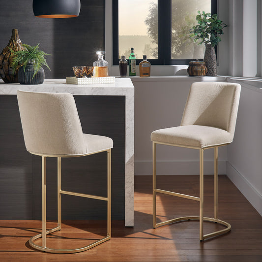 Bar and Counter Stool (Set of 2) - Beige, Bar Height