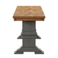 Two-Tone Trestle Leg Wood Dining Bench - Oak Top with Antique Gray Base