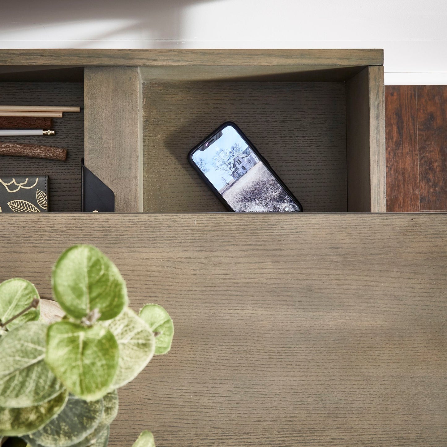 Lift Top Desk with Charging Station - Gray