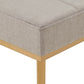 Gold Finish Fabric Dining Bench - Light Gray