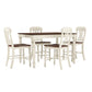 Counter Height Two-Tone Extending Dining Set - Antique White, Scroll Back, 5-Piece Set