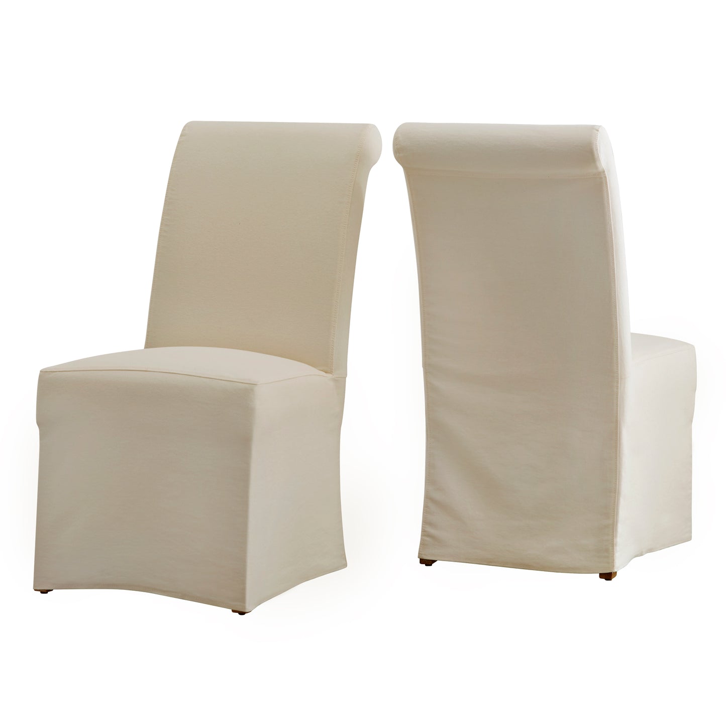 Slipcovered Rolled Back Parsons Chairs (Set of 2) - Cream Slipcover