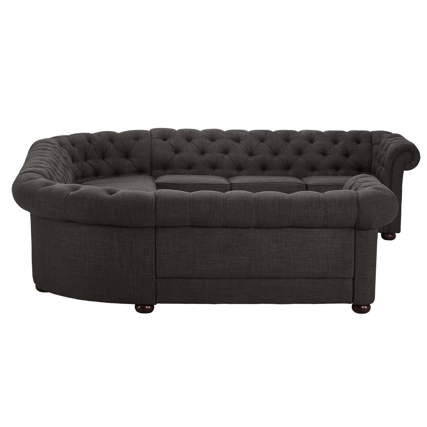 10-Seat U-Shaped Chesterfield Sectional Sofa - Dark Gray Linan