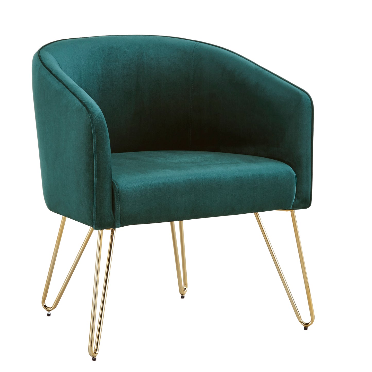 Gold Finish Velvet Accent Chair - Dark Green