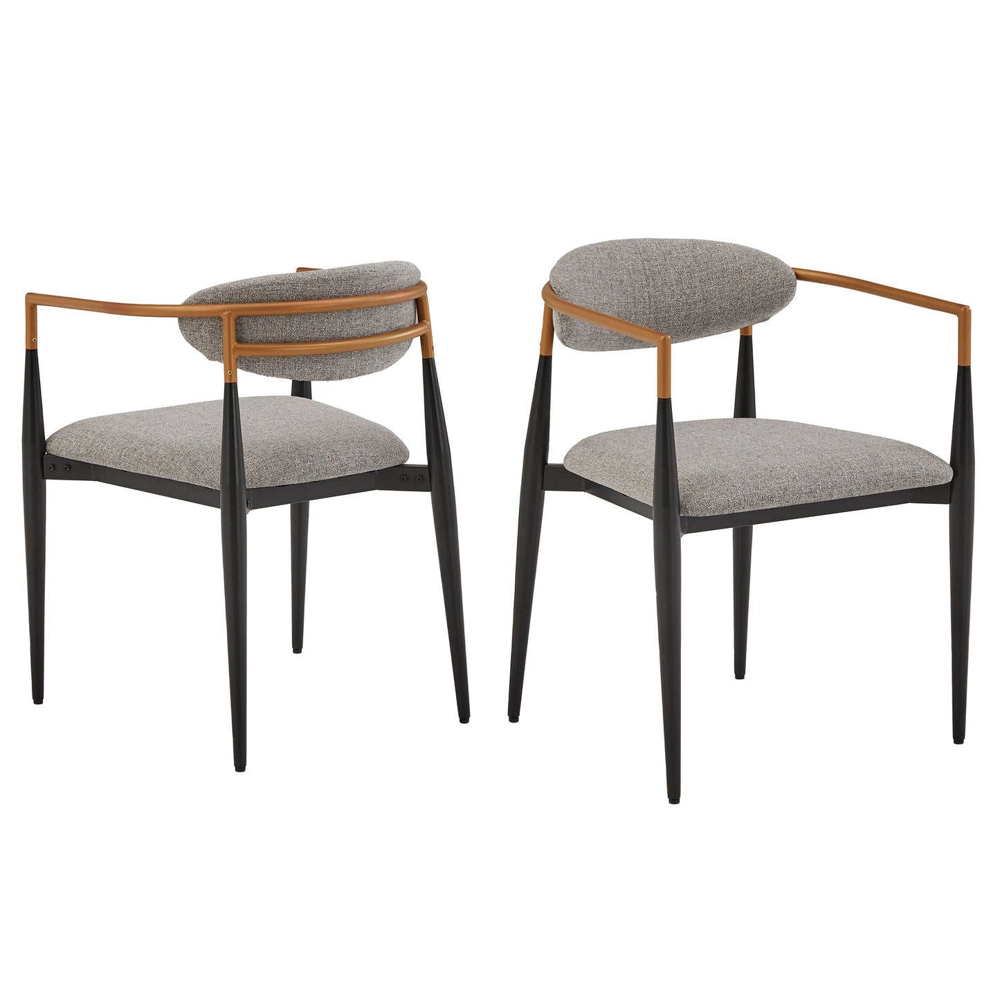 Mid-century Modern Dining Chair with Two-tone Copper & Black Finish (Set of 2) - Light Gray