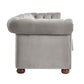 Tufted Scroll Arm Chesterfield Sofa - Gray Velvet