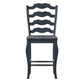 French Ladder Back Wood Counter Height Chairs (Set of 2) - Antique Dark Denim Blue