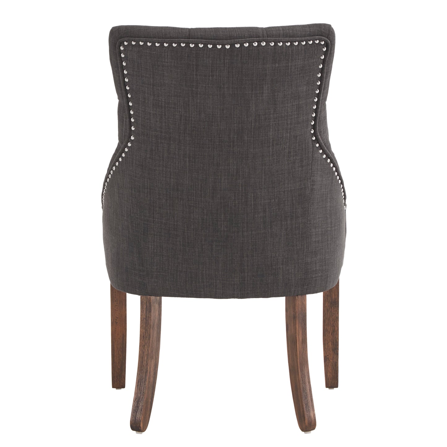 Linen Curved Back Tufted Dining Chairs (Set of 2) - Dark Gray Linen