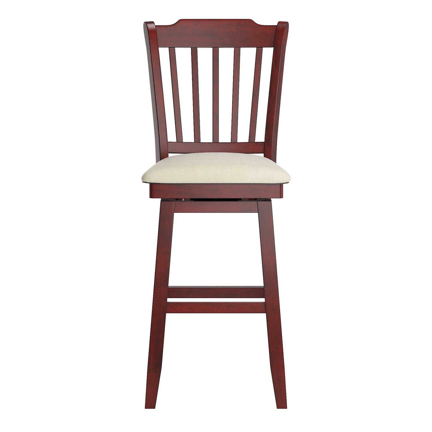 Slat Back Bar Height Wood Swivel Bar Stool - Antique Berry Finish