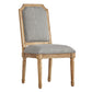 Arched Linen and Wood Dining Chairs (Set of 2) - Gray Linan, Natural Finish