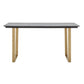 Faux Marble Sled Base Dining Table - Grey Top with Gold Finish