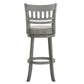 Lattice Back 29"H Swivel Bar Stool - Antiqua Gray Finish, Gray Linan