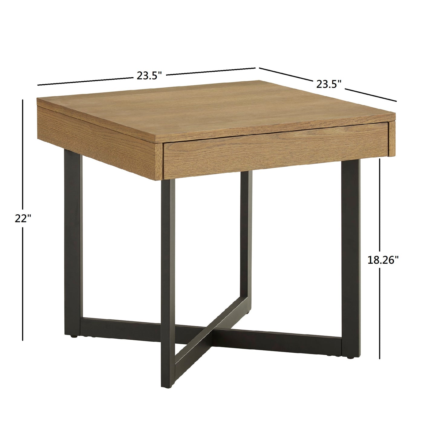 Wood Finish End Table with One Drawer - Black Finish