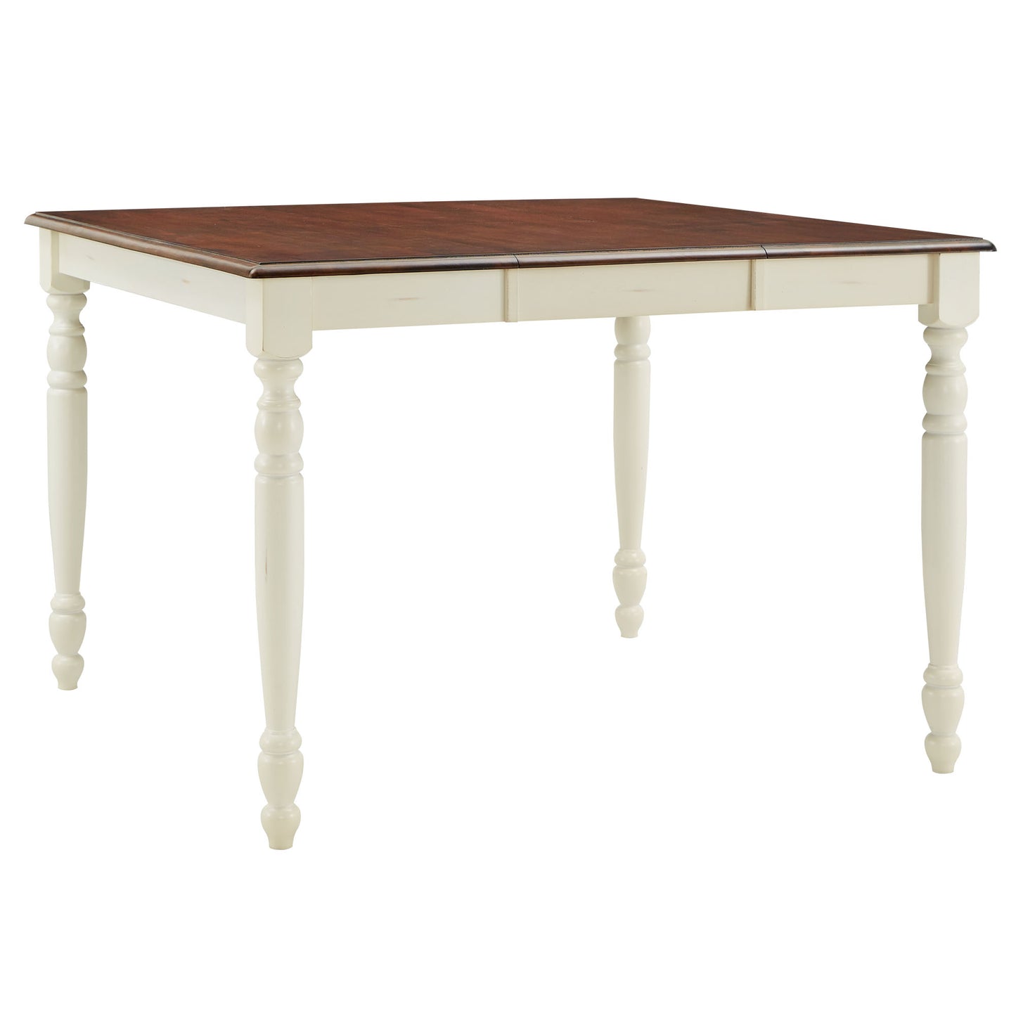 36"-54" Two-Tone Extending Counter Height Dining Table - Antique White with Cherry Top Finish