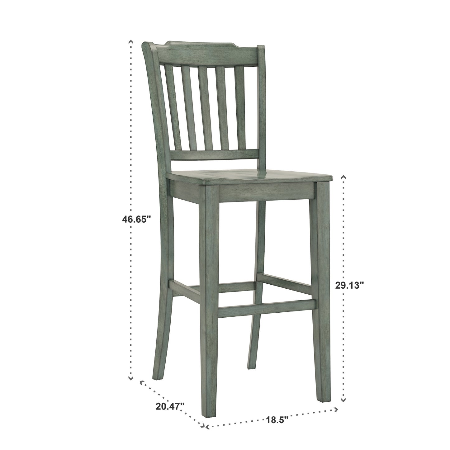 Slat Back Bar Height Chairs (Set of 2) - Antique Sage Finish