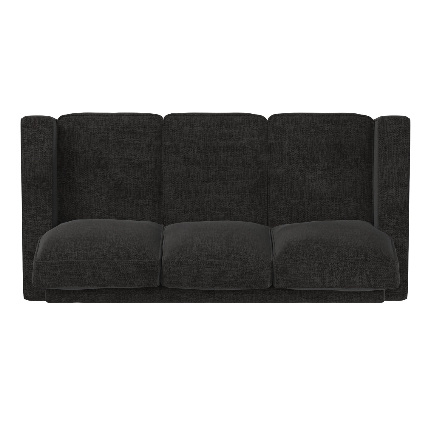 Modern Fabric Upholstered Square Arm Sofa - Sofa, Black Woven Fabric