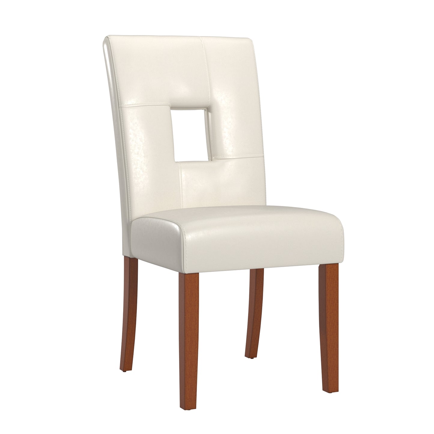 White Faux Leather Keyhole Dining Chairs (Set of 2)