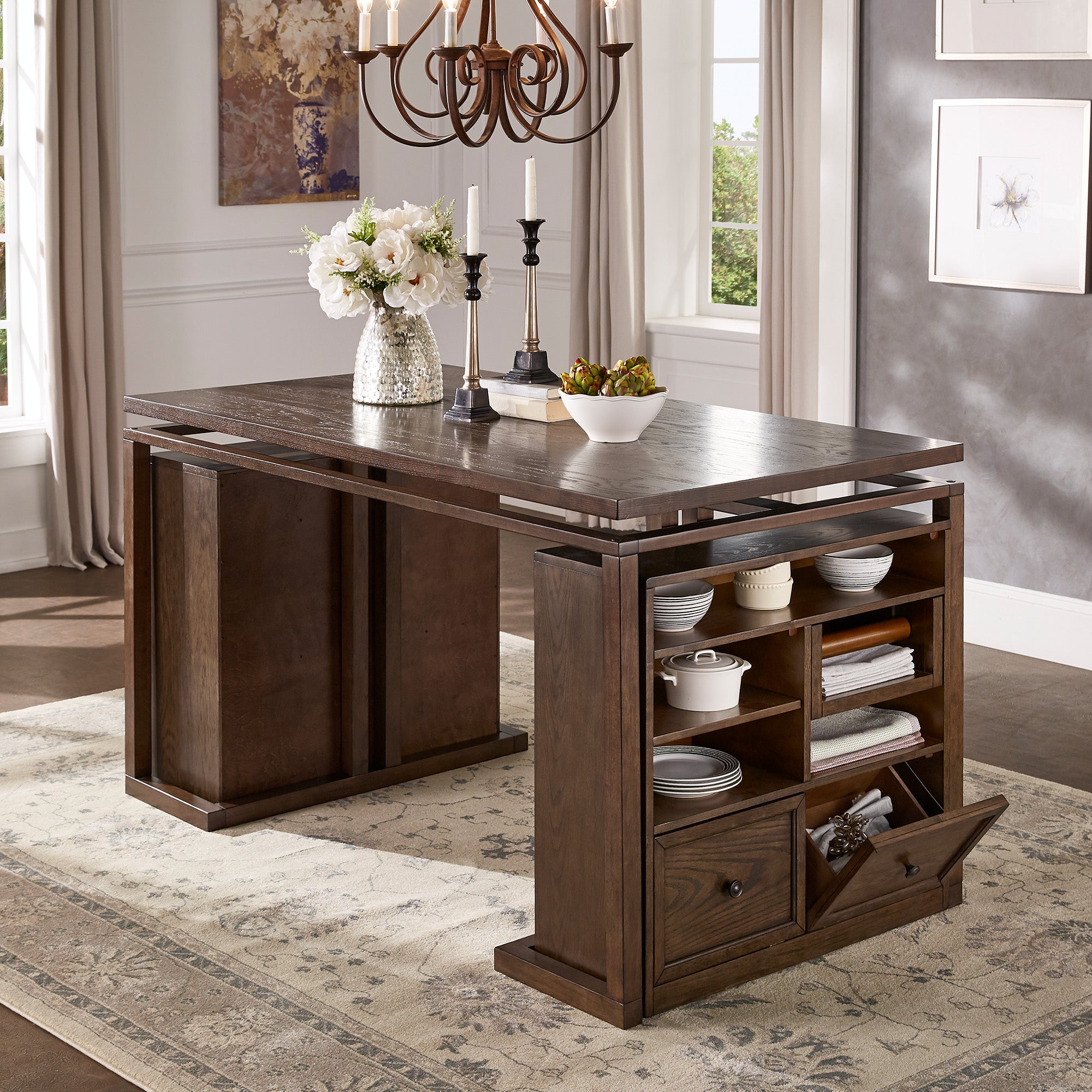 Rectangular Counter Height Dining Table With Wine and Storage Cabinets by iNSPIRE Q Classic iNSPIRE Q Home