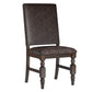 Nailhead Upholstered Dining Chairs (Set of 2) - Burnished Dark Oak Finish, Dark Brown Faux Leather