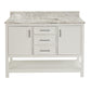 Bathroom Sink Vanity with White Marble Veneer Stone Top - 48", Single Sink, White with Chrome Finish Hardware