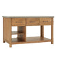 Reclaimed Look Extendable Kitchen Island - Natural Finish, Concrete Veneer Top