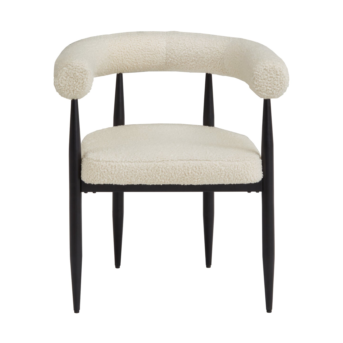 Black Finish Metal Ivory White Boucle Dining Chair (Set of 2)