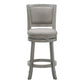 Upholstered Back Swivel Stool - 24" Counter Height, Antique Gray Finish, Gray Linen