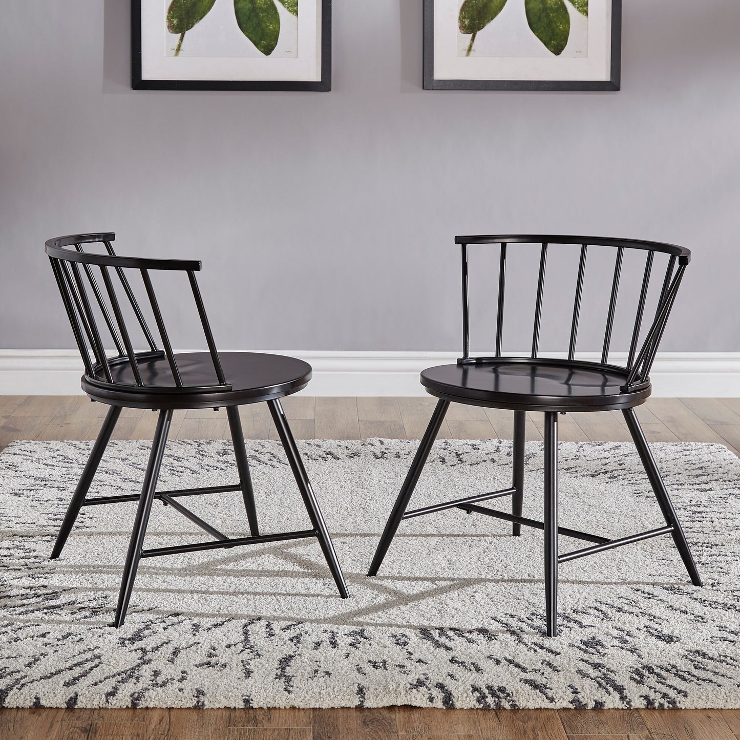 Walnut Finish Round 5-Piece Dining Set - Low Back Chairs