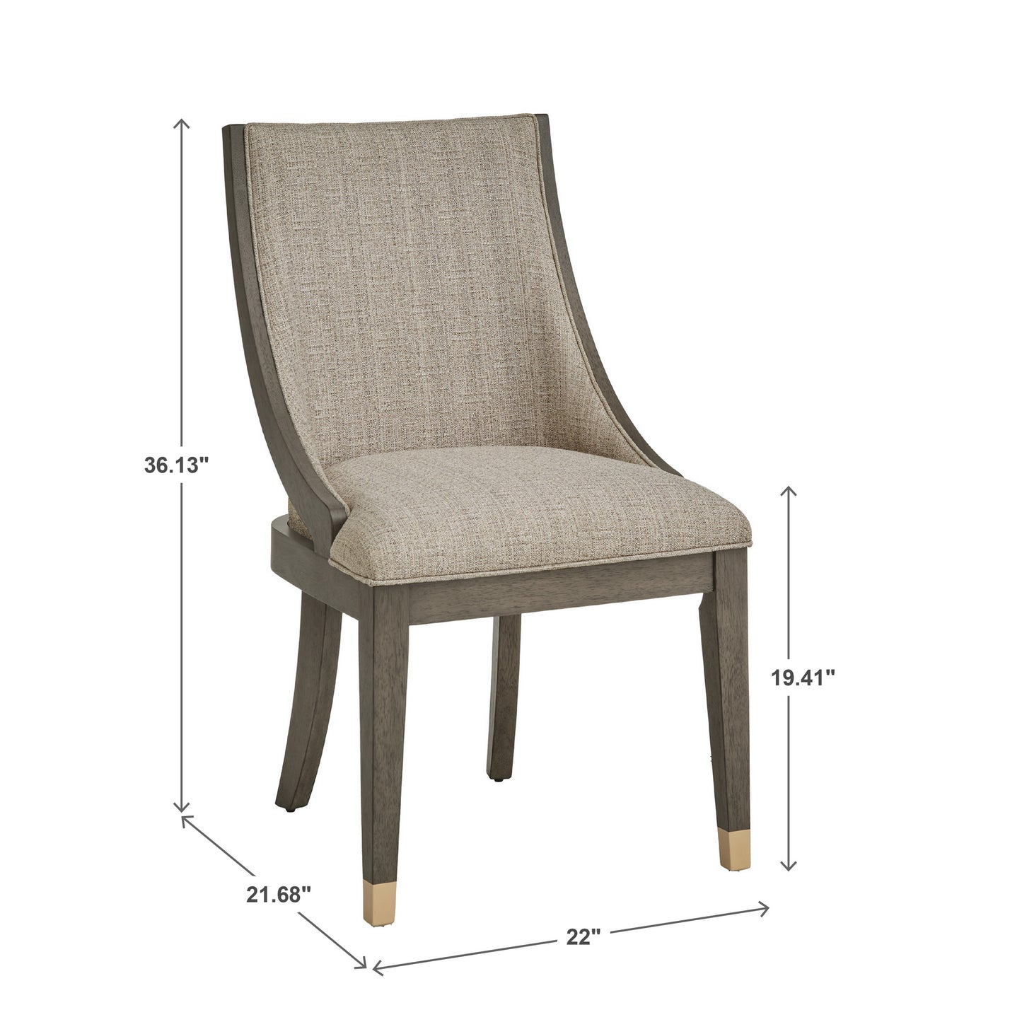 Brown Finish Gold Metal Beige Fabric Dining Chair (Set of 2)