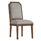 Arched Linen and Wood Dining Chairs (Set of 2) - Gray Linan, Brown Finish