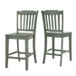 Slat Back Wood Counter Height Chairs (Set of 2) - Antique Sage Finish