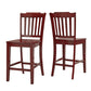 Slat Back Wood Counter Height Chairs (Set of 2) - Antique Berry Finish